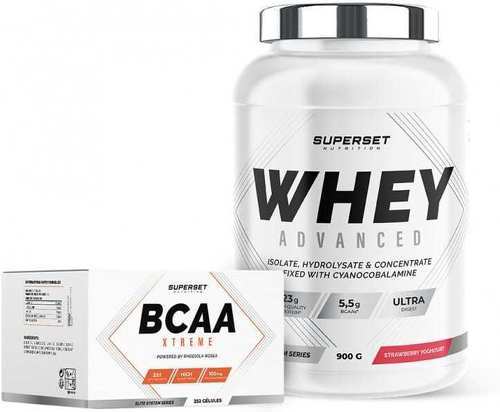 Superset Nutrition-Programme Muscle Recovery: 100% Whey Proteine Advanced (900g) [FRAISE YOGOURT] + BCAA Xtreme-0