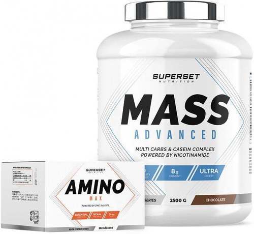 Superset Nutrition-Programme Prise de Masse Débutant: Mass Advanced (2,5Kg) [CHOCOLAT] + Amino Max-0