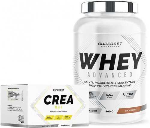 Superset Nutrition-Programme Prise de Muscle Sec Avancé: 100% Whey Proteine Advanced (900g) [CHOCONUT] + Créa Max-0