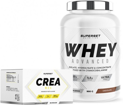 Superset Nutrition-Programme Prise de Muscle Sec Avancé: 100% Whey Proteine Advanced (900g) [CHOCOLAT] + Créa Max-0