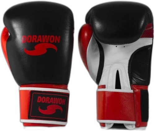 DORAWON-DORAWON, Gants de boxe cuir competition LEICESTER, rouge et noir-image-1