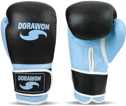 DORAWON-DORAWON, Gants de boxe cuir compétition EDIMBOURG, noir et bleu-image-1