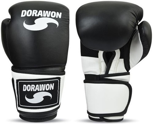 DORAWON-DORAWON, Gants de boxe cuir NEWCASTLE, noir et blanc-image-1