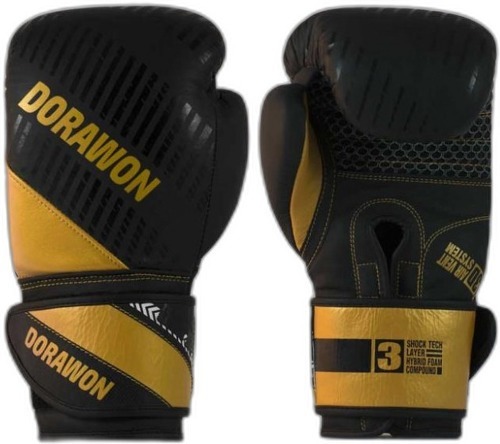 DORAWON-DORAWON, Gants de boxe cuir professionnel PHOENIX, noir et or-image-1