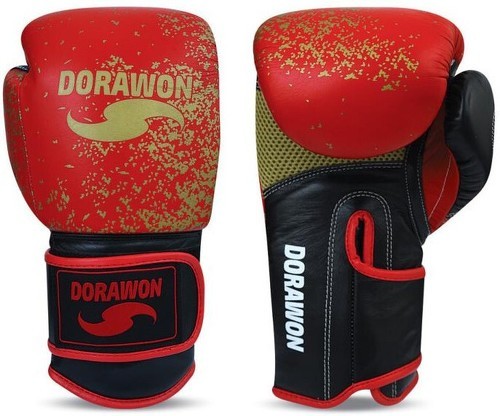 DORAWON-DORAWON, Gants de boxe cuir professionnel SHEFFIELD, rouge et noir-image-1