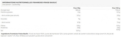 BAOUW-Baouw Purée Et Compote Energétique Bio Framboise - Fraise - Basilic - Gels et gommes énergétiques-1