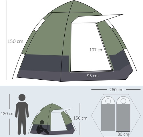 Outsunny-Tente de camping 3-4 personnes dim. 2,6L x 2,6l x 1,5H m-2