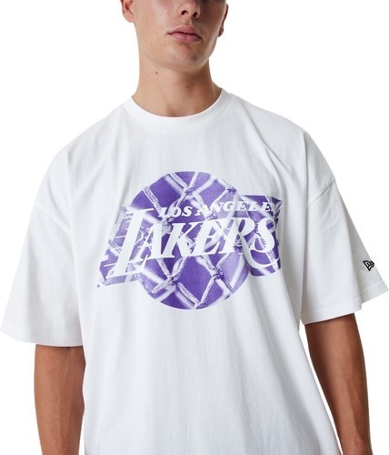 NEW ERA-T-shirt NBA Los Angeles Lakers New Era Infill Logo Oversize Blanc-4