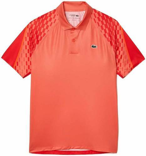 LACOSTE-Lacoste Novak Djokovic Tricolour Polo Shirt Orange/Red-image-1
