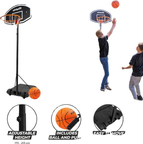 VirtuFit-Poteau de Basket Ajustable  - 170 à 215 cm - Avec Ballon et Pompe-1