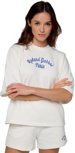 ROLAND-GARROS-Sweat manches courtes Stripes Femme - Ecru-0