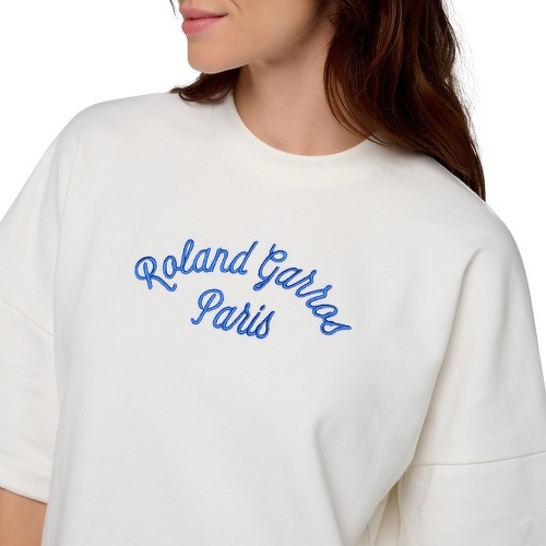 ROLAND-GARROS-Sweat manches courtes Stripes Femme - Ecru-1