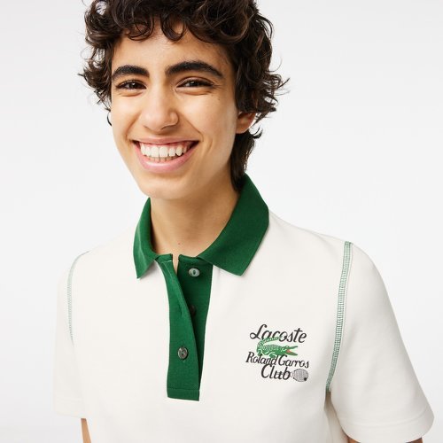 LACOSTE-Polo femme Lacoste pour Roland Garros - Blanc Vert-1