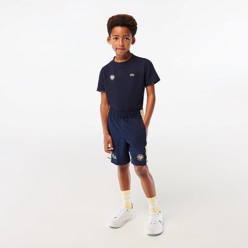LACOSTE-Short Garçon Ramasseur de balles Lacoste pour Roland Garros - Marine Beige-1