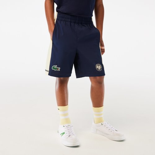 LACOSTE-Short Garçon Ramasseur de balles Lacoste pour Roland Garros - Marine Beige-2