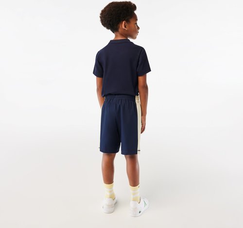 LACOSTE-Short Garçon Ramasseur de balles Lacoste pour Roland Garros - Marine Beige-4