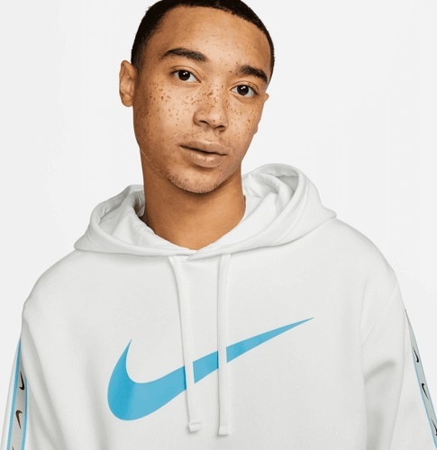 NIKE-Sweat à capuche Nike Sportswear Repeat Fleece BB blanc/bleu-2