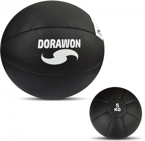 DORAWON-DORAWON, Medecine ball en cuir synthetique BLACK 5 Kg , noir-image-1
