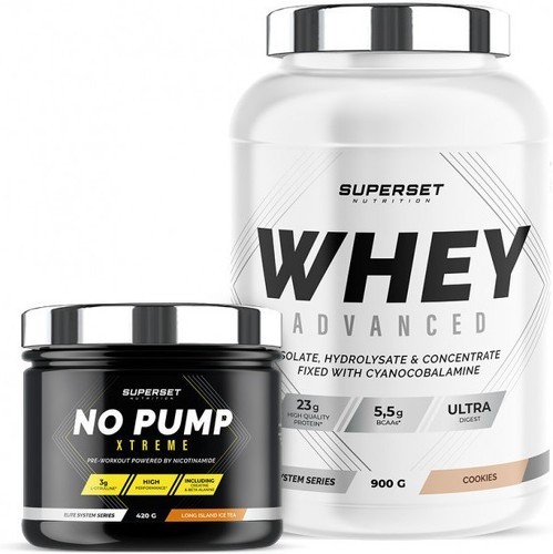 Superset Nutrition-Programme Fitness Energie: 100% Whey Proteine Advanced (900g) [COOKIES] + No Pump Xtreme [LONG ISLAND ICETEA]-0
