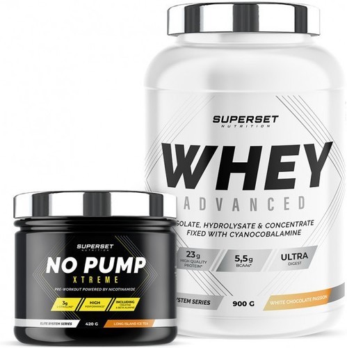 Superset Nutrition-Programme Fitness Energie: 100% Whey Proteine Advanced (900g) [PASSION CHOCOLAT] + No Pump Xtreme [LONG ISLAND ICETEA]-0