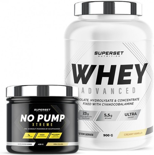 Superset Nutrition-Programme Fitness Energie - 100% Whey Proteine Advanced 900g Vanille Crémeuse - No Pump Xtreme Pina Colada-image-1