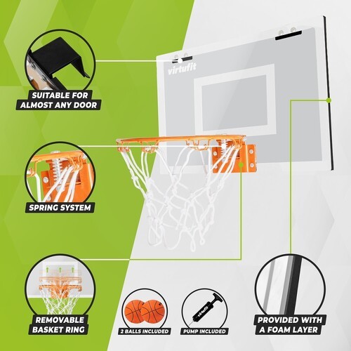 VirtuFit-Panier de Basketball Mini - Avec 2 balles et pompe - Blanc-1