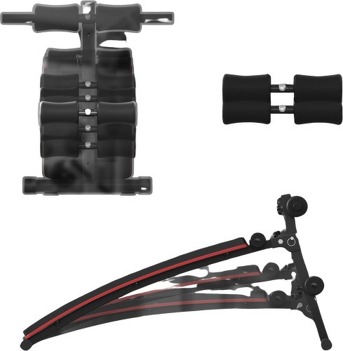 HOMCOM-Banc de musculation pliable banc abdominaux hauteur réglable 5 positions dim. 139L x 47l x 51-69 cm rouge noir-4