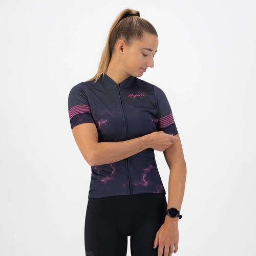 Rogelli-Maillot Manches Courtes Velo Marble - Femme - Bleu/Rose-2