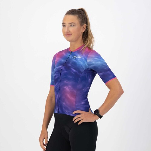 Rogelli-Maillot Manches Courtes Velo Tie Dye - Femme - Rose/Violet/Bleu-0