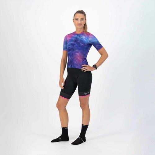 Rogelli-Maillot Manches Courtes Velo Tie Dye - Femme - Rose/Violet/Bleu-4
