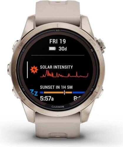 GARMIN-Fenix 7S Pro Sapphire Solar Cream Gold Ss (Bracelet Gris)-2