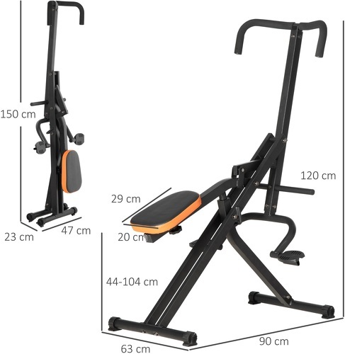 HOMCOM-Appareil D'Entrainement Abdominal Pliable Machine D'Entraînement Pour Abdominaux Bras Jambes Dos Et Fessiers Selle Réglable Acier Pu-2