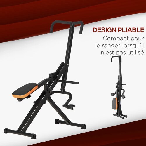 HOMCOM-Appareil D'Entrainement Abdominal Pliable Machine D'Entraînement Pour Abdominaux Bras Jambes Dos Et Fessiers Selle Réglable Acier Pu-3