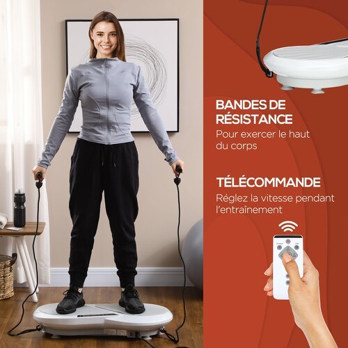 SPORTNOW-Plateforme Vibrante Oscillante 200 W Écran Led Vitesse Réglable Télécommande Et Bandes De Résistance Inclus-4