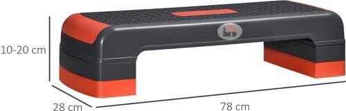 HOMCOM-Stepper Fitness Aerobic hauteur reglable surface antiderapante dim. 78L x 28l x 10/15/20H cm PP noir rouge-2