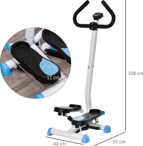 HOMCOM-Stepper Fitness avec guidon ergonomique - écran LCD multifonction - résistance réglable - acier-2