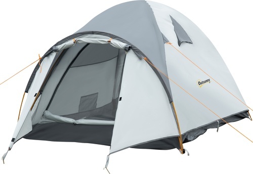 Outsunny-Tente De Camping 3 4 Personnes Dim. 350L X 150L X 128Xh Cm 3 Portes, Tapis Sol, Sac Transport Alu. Polyester-0