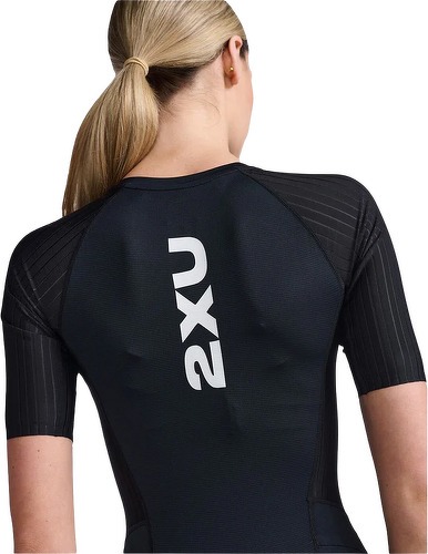 2XU-2XU Aero Sleeved Trisuit - Black / White-4