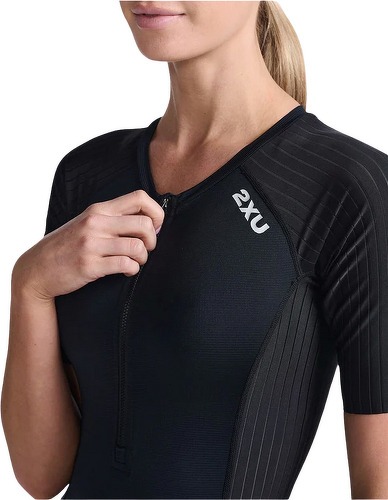 2XU-2XU Aero Sleeved Trisuit - Black / White-3