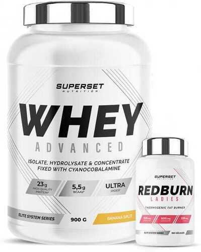 Superset Nutrition-Programme Fitness Remodelant: 100% Whey Proteine Advanced (900g) [BANANA SPLIT] + Redburn Ladies-0