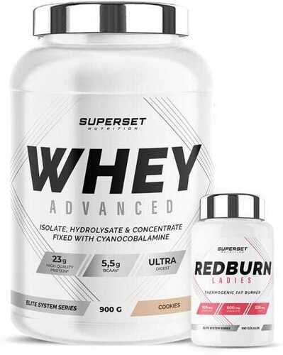 Superset Nutrition-Programme Fitness Remodelant: 100% Whey Proteine Advanced (900g) [COOKIES] + Redburn Ladies-0
