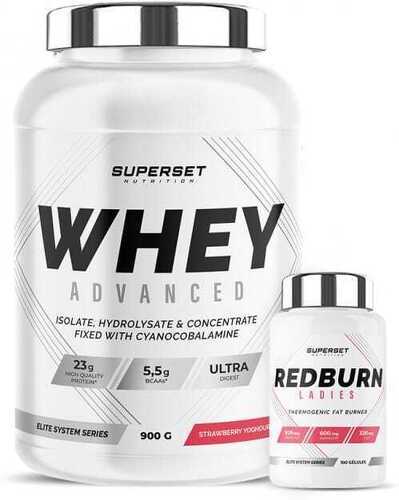 Superset Nutrition-Programme Fitness Remodelant: 100% Whey Proteine Advanced (900g) [FRAISE YOGOURT] + Redburn Ladies-0