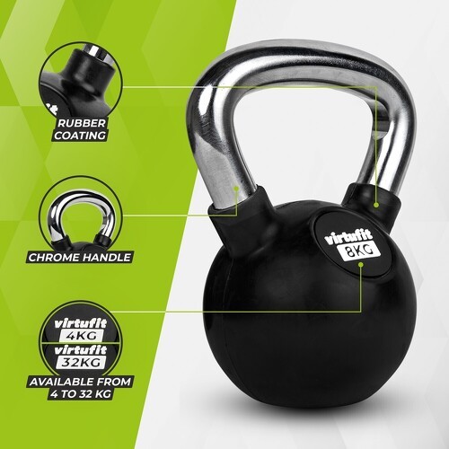 VirtuFit-Virtufit Kettlebell Rubber/Chroom 8 Kg-3