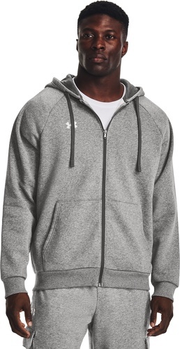 UNDER ARMOUR-Veste à capuche UA Rival Fleece Gris clair chiné Homme-2