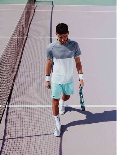 BABOLAT-T-Shirt Babolat Play Crew Neck Blanc / Bleu chiné-2