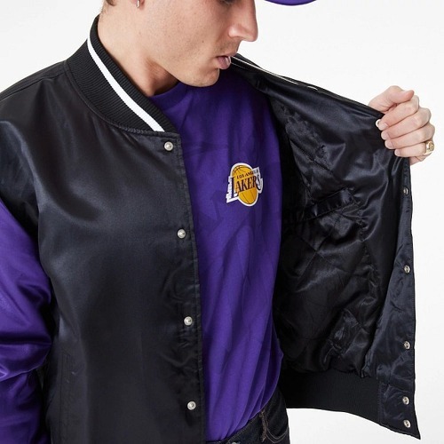 NEW ERA-Bomber NBA Los Angeles Lakers New Era Satin Noir-4