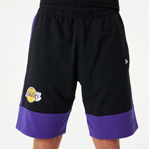 NEW ERA-Short Oversize Officiel New Era LA LAkers NBA Colour Block  Noir/Violet Homme-1