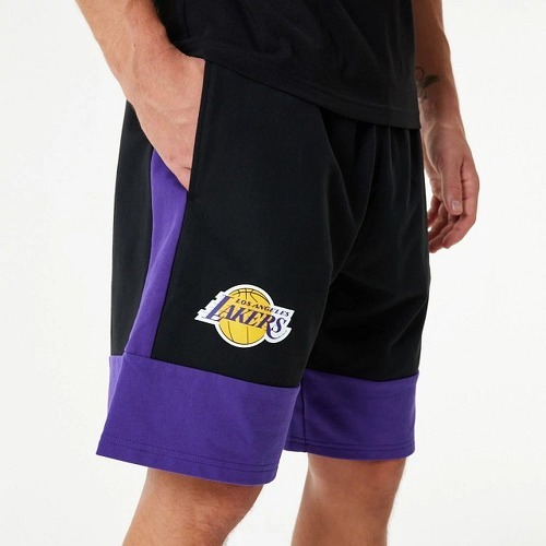 NEW ERA-Short Oversize Officiel New Era LA LAkers NBA Colour Block  Noir/Violet Homme-3