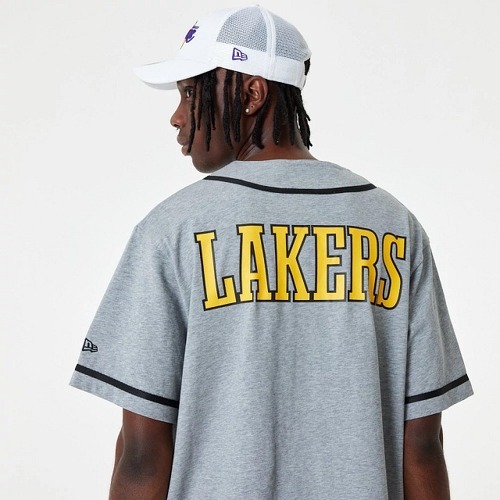 NEW ERA-Maillot de Baseball NBA Los Angeles Lakers New era Jersey Gris-3