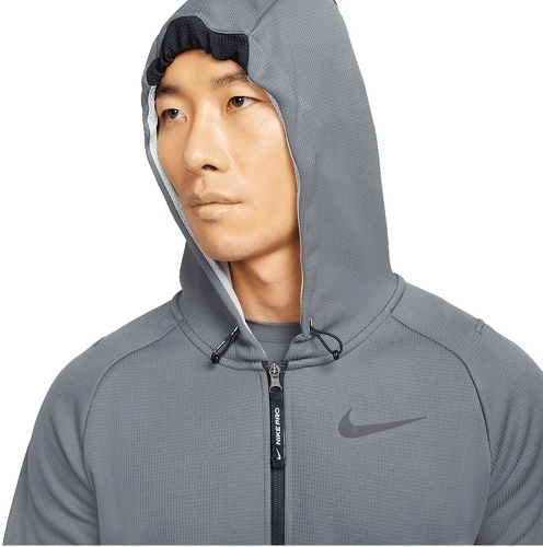 NIKE-Veste à capuche Nike Pro Therma-Fit gris foncé-2